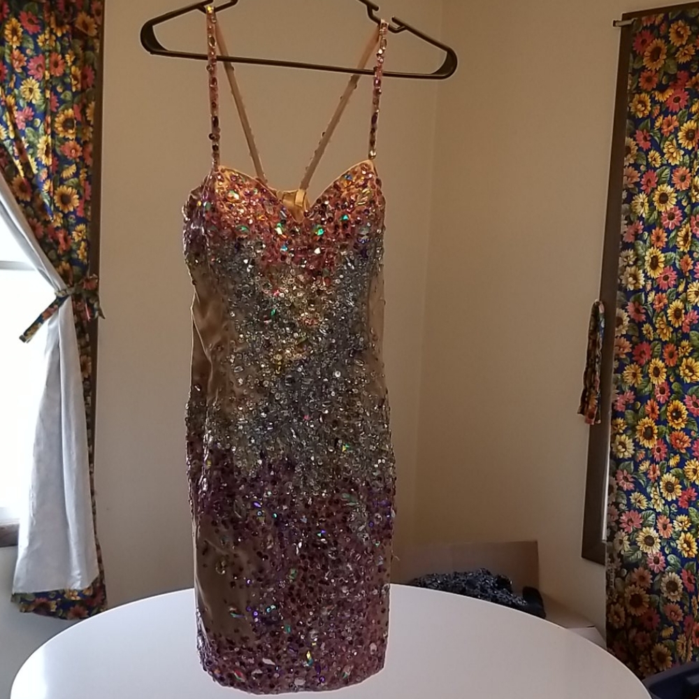 Large Tan Sequined Homecoming dress
